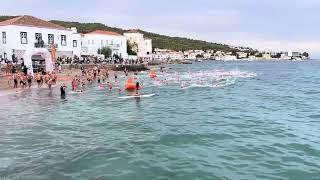 Spetses mini Marathon 2024 1500m open water swim start [upl. by Nauqad]