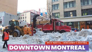 The Art of Snow Removal in Downtown Montreal 4K downtownmontreal [upl. by Bashuk]