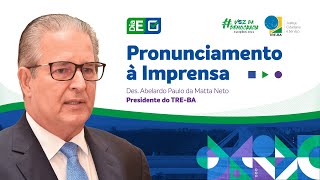 1º pronunciamento do presidente do TREBA à imprensa nas Eleições 2024 [upl. by Gerdy]