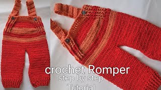 Easy Crochet Baby Romper  Step by Step Tutorial Video [upl. by Akirrehs]