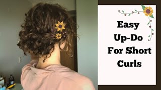 Simple UpDo For Short Curly Hair ♡ [upl. by Aseiram493]