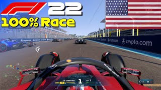 F1 22  100 Race Miami USA in Chuck Leclercs Ferrari  PS5 [upl. by Eizzil]