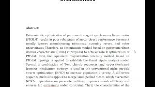 Optimal Design of PMSLM Based on Extremum Robust Domain Characteristic [upl. by Nwahsit]