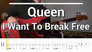 Queen  I Want To Break Free Bass Cover TABS [upl. by Naihs]