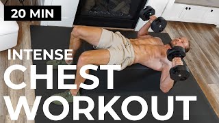 20 Min INTENSE Chest Workout at Home Dumbbells amp Push Ups GROW YOUR CHEST [upl. by Chelsea]