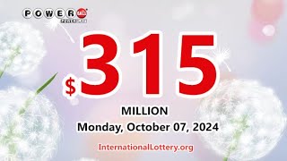 Result of Powerball lottery on October 05 2024  Jackpot rises to 315000000 [upl. by Doxia]