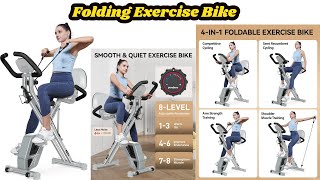 pooboo Folding Exercise Bike Foldable Fitness Stationary Bike Machine Upright Indoor Cycling Bike [upl. by Eirtemed627]