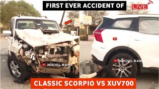 XUV700 ने तो यहाँ धागा खोल दिया 😱 UNBELIEVABLE FIRST ACCIDENT OF MAHINDRA XUV700 amp SCORPIO CLASSIC [upl. by Llehsem]