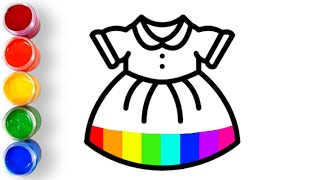 Beautiful Dress Drawing Painting and colouring for Kids And Toddlers  Easy Drawings [upl. by Babette595]