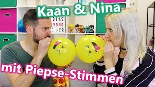 HELIUM CHALLENGE Kaan amp Nina haben neue Stimmen Witzige Sprüche aufsagen Spiel mit mir [upl. by Wyatan364]