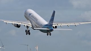 LITTLE WINGWAVE Garuda Indonesia A330200 TakeOff at Amsterdam Schiphol Airport [upl. by Neumark]