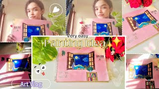 Very Easy Painting Idea🖤 Aesthetic Art Vlog Acrylic Painting For Beginners Artwork by Raisa [upl. by Andrei]