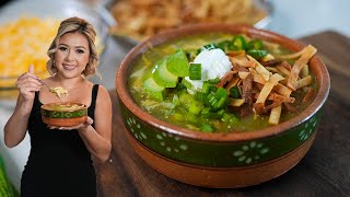 The Most Delicious GREEN CHICKEN ENCHILADA Soup [upl. by Wheaton]