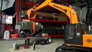 RC ADVENTURES  Military Unimog lifted by 112 Scale 4200 XL Excavator [upl. by Saberio]