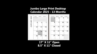 Discover the Perfect 2025 Jumbo Large Print Desktop Calendar [upl. by Hceicjow]