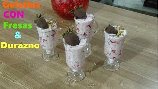 Ensalada de gelatina de fresa y durazno receta fácil [upl. by Siravrat]