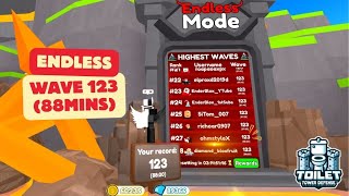 Wave 123 88mins in Endless Mode  Toilet Tower Defense [upl. by Nnylyaj713]