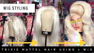 Wig Styling Trixie Mattel hair using 1 wig [upl. by Annairb]