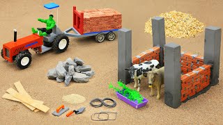 diy tractor making concrete cow shed construction science project Joytractor99 [upl. by Aseneg]