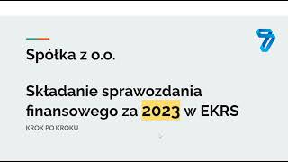 SPRAWOZDANIE FINANSOWE  instrukcja składania krok po kroku  SPÓŁKA Z OO 2024 [upl. by Garvin]