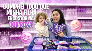 Comprei TUDO QUE MINHA FILHA ENCOSTOU NA COR ROXA no MERCADO [upl. by Kirch145]