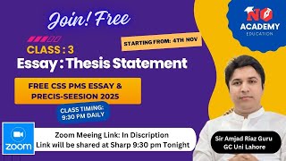 CSS PMS Learn How to Write an Easy Thesis Statement CSSPMSThesisWritingNoacademy Live Class [upl. by Winnifred787]