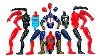 assemble toys spider hoodie jacket vs venom vs red spiderman vs captain america superhero [upl. by Erimahs]