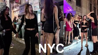 MANHATTAN NIGHTLIFE Best Nightclubs midtown NYC waking tour 4K [upl. by Nevi]