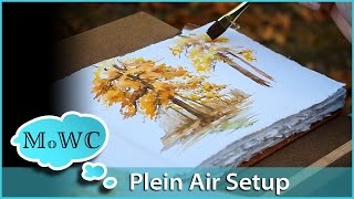 My Watercolor Plein Air Set Up and a Quick Tree Study [upl. by Cerallua]