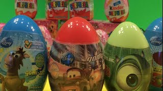 15 Kinder Surprise Eggs Unboxing Disney Pixar Cars Monsters Inc Toy Story Barbie and Natoons [upl. by Jaco]