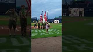 Arya Monaco  National Anthem Worcester Red Sox 72723 [upl. by Hertzog]