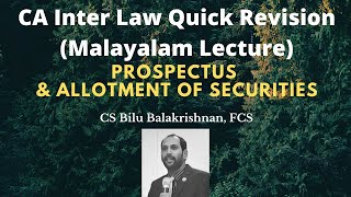 CA Inter Law Quick Revision  Chapter Prospectus amp Allotment of Securities by CS Bilu Balakrishnan [upl. by Sukey]