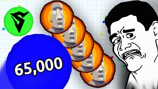 WORLDS BIGGEST AGARIO TRICKSPLIT WITH 65k MASS  Agario [upl. by Annaet]