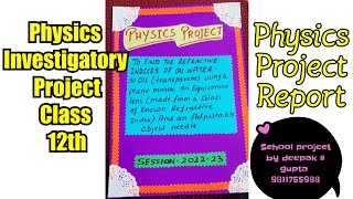 to find refractive index of water and oil project class 12 schoolproject physicsproject physics [upl. by Araid]