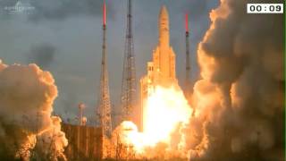 Launch of Arianespace ArianeV V230 carrying BRIsat amp EchostarXVIII comsats [upl. by Ethben]