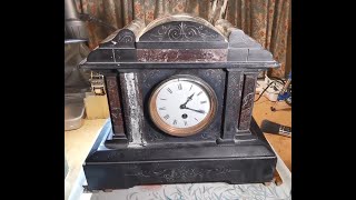 Antique Slate Clock 86 Pt 5 Mainspring Repair Clean Replace [upl. by Landy]