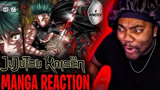 ANIME ONLY REACTS TO JUJUTSU KAISEN MANGA 137  151 [upl. by Peednam286]