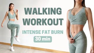 30 MIN WALKING CARDIO WORKOUT  Intense Full Body Fat Burn at Home  Emi [upl. by Clea944]