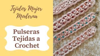 PULSERAS Tejidas a Crochet con Bisuteria [upl. by Eihtur223]