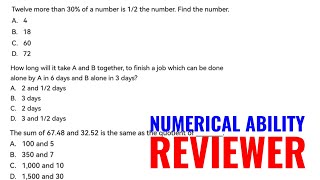 NUMERICAL ABILITY REVIEWER  Math Random Problems [upl. by Elissa]