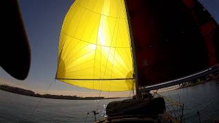 Sailing Flicka Nomad asymmetrical spinnaker [upl. by Honniball690]