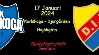 KARLSKOGA VS DJURGÅRDEN  17 JANUARI 2024  HIGHLIGHTS  HOCKEYALLSVENSKAN [upl. by Rosita]