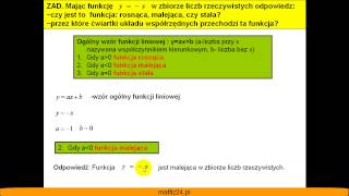 Monotoniczność funkcji liniowej  Zadanie  Matfiz24pl [upl. by Annaehr]