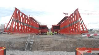 Mersey Gateway Bridge  Movable Scaffolding System Trinity Trial Launches  September 2015 [upl. by Yolane]