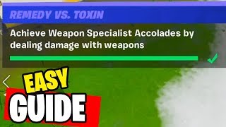 Achieve Weapon Specialist Accolades by dealing damage with weapons Fortnite [upl. by Frederigo181]