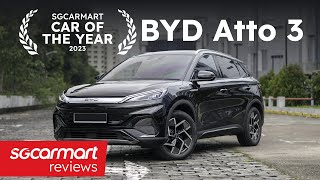 2023 Sgcarmart Car of the Year Highlight BYD Atto 3 [upl. by Refinaj]