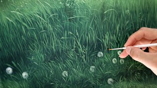 grass painting tutorial  how to easy paint realistic looking grass [upl. by Dirgni]