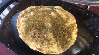 Zaatar  naan bread cooked on a weber Q grill cook [upl. by Damarra]