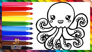 Zeichne und male einen süßen Oktopus 🐙🌈 Zeichnungen für Kinder [upl. by Sturrock]