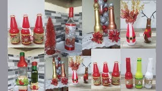 6 BOTELLAS DE VIDRIO DECORADAS PARA NAVIDAD  Manualidades Navideñas con reciclaje 2019 [upl. by Osithe]